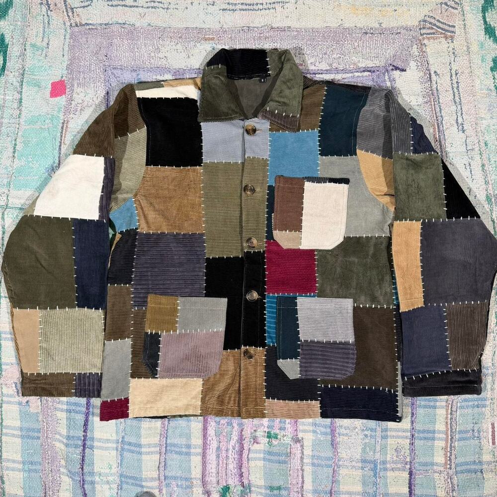 Custom patchwork corduroy chore jacket sashiko small